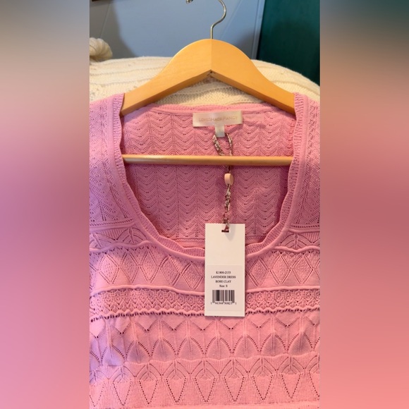 LOVESHACKFANCY Lavender Pointelle Knit Dress In Rose Clay, brand new with tags. - Picture 9 of 15